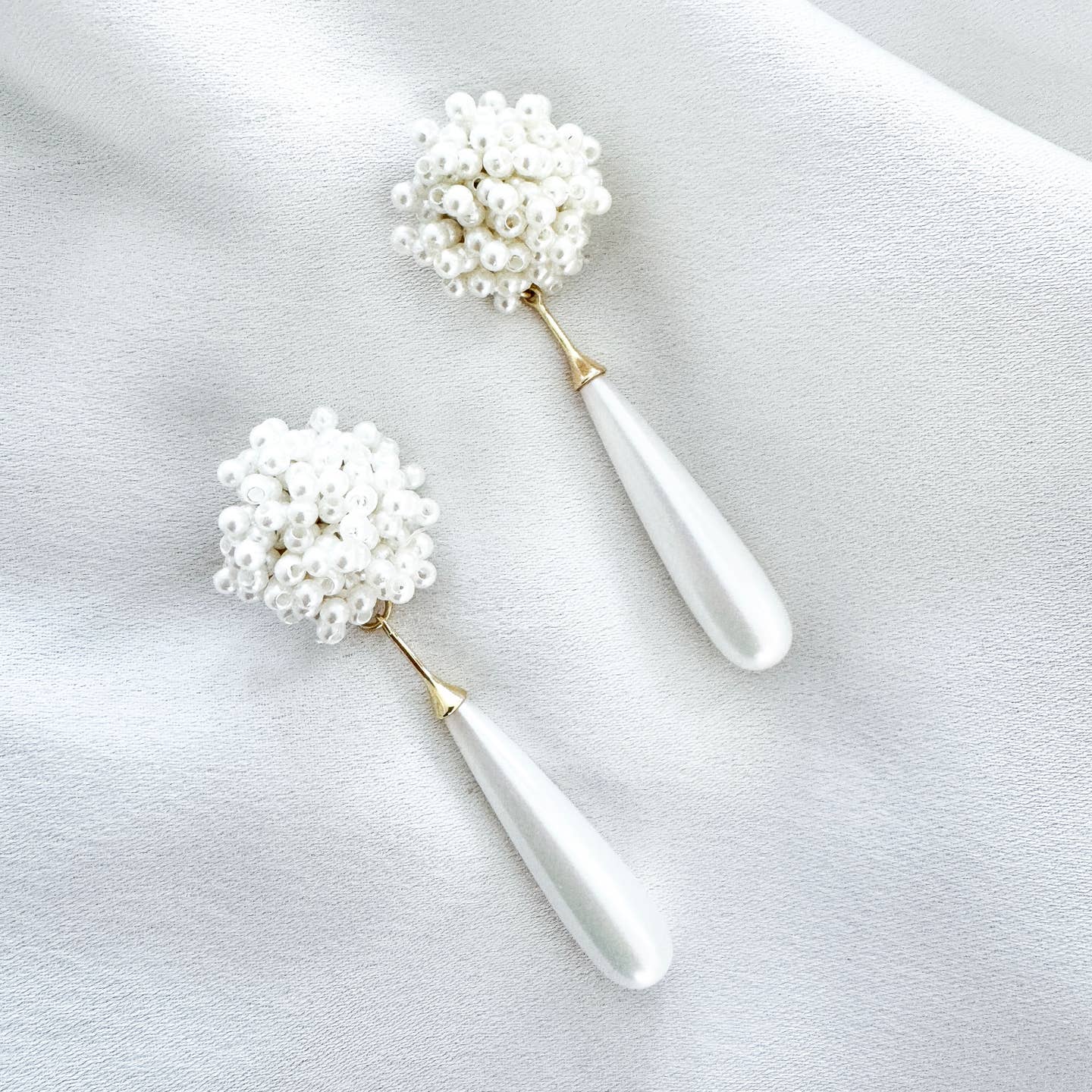 Etta Cluster Pearls and Long Elegant Pearl Earrings