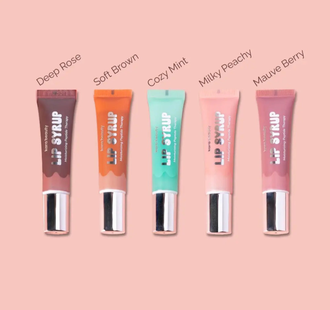KARA BEAUTY Lip Syrup Moisturizing Peptide Therapy Lip Gloss - Milky Peach