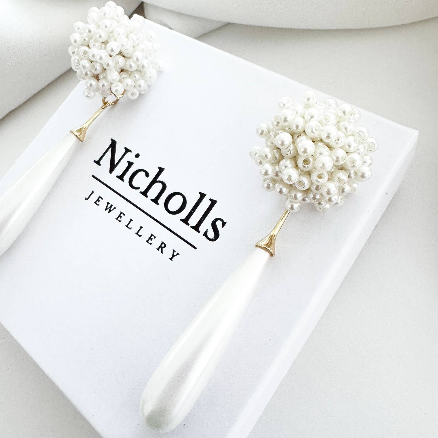 Etta Cluster Pearls and Long Elegant Pearl Earrings