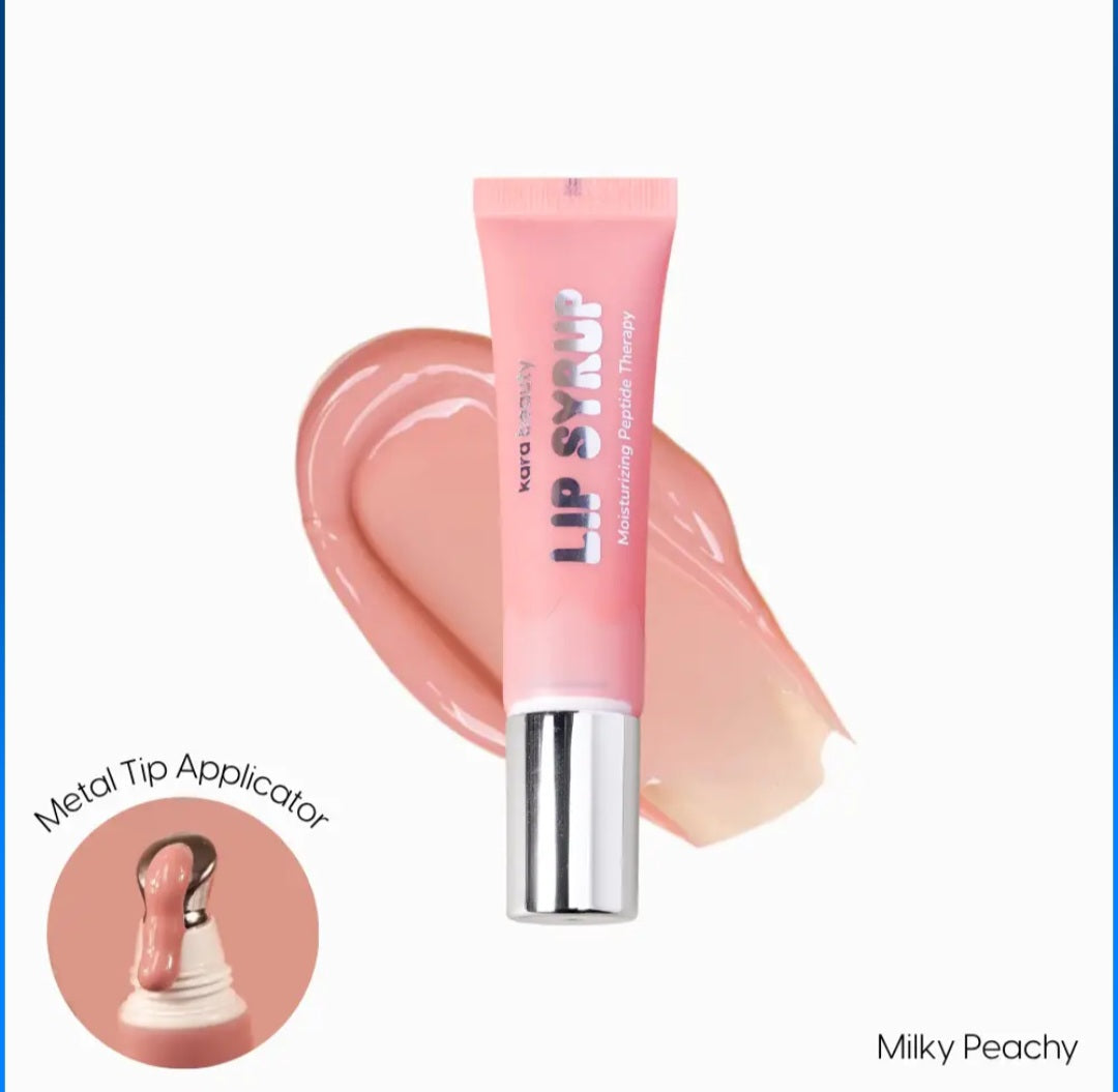 KARA BEAUTY Lip Syrup Moisturizing Peptide Therapy Lip Gloss - Milky Peach