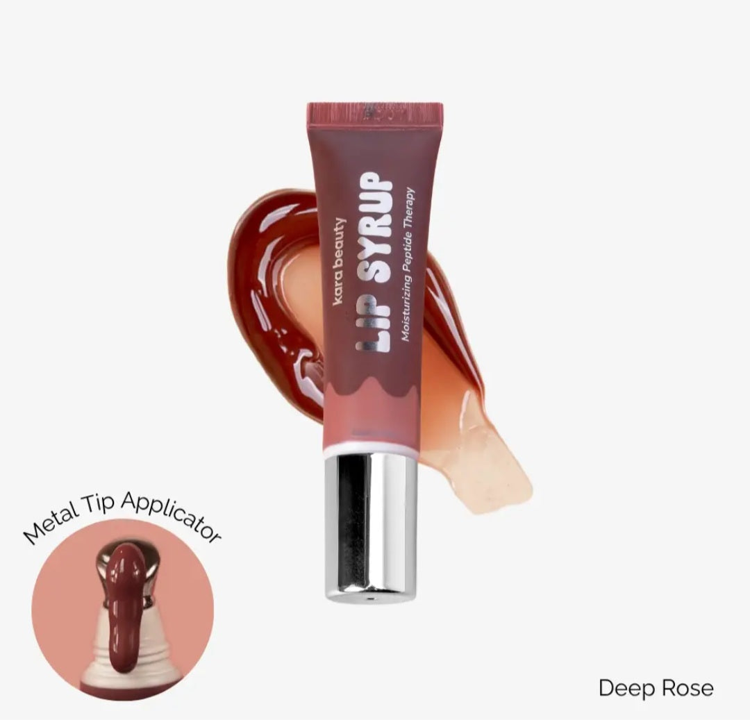 KARA BEAUTY Lip Syrup Moisturizing Peptide Therapy Lip Gloss - Deep Rose