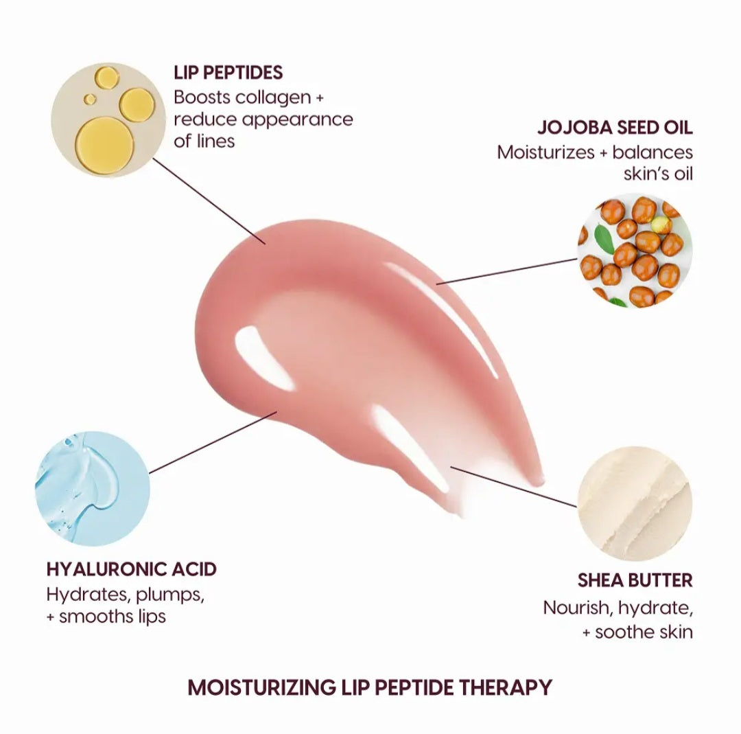KARA BEAUTY Lip Syrup Moisturizing Peptide Therapy Lip Gloss - Soft Brown