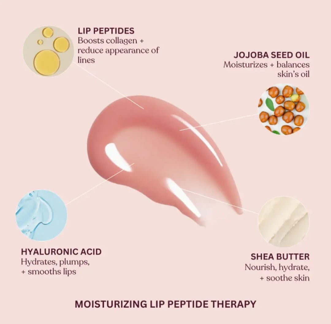 KARA BEAUTY Lip Syrup Moisturizing Peptide Therapy Lip Gloss - Deep Rose