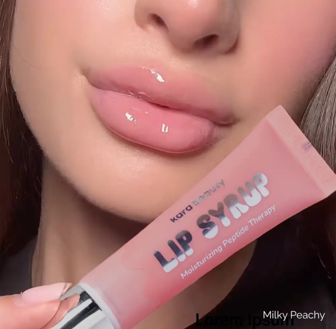 KARA BEAUTY Lip Syrup Moisturizing Peptide Therapy Lip Gloss - Milky Peach