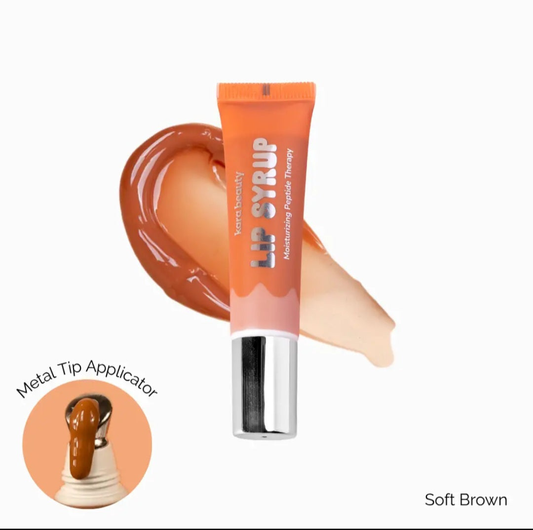 KARA BEAUTY Lip Syrup Moisturizing Peptide Therapy Lip Gloss - Soft Brown
