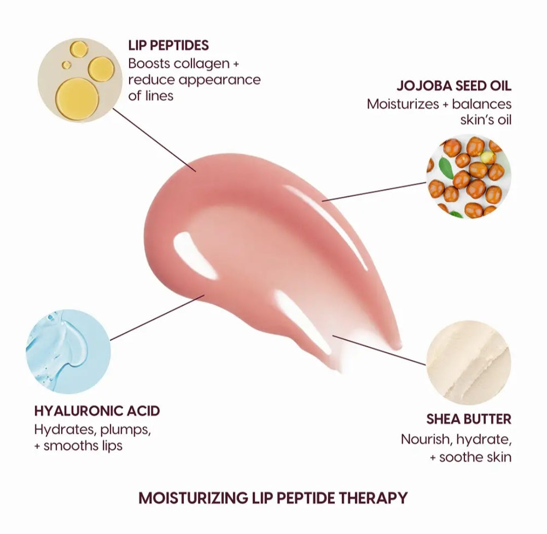 KARA BEAUTY Lip Syrup Moisturizing Peptide Therapy Lip Gloss - Milky Peach