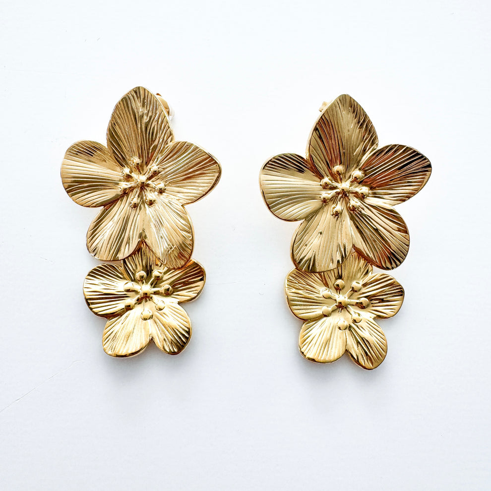 Rosie Gold Flower Earrings
