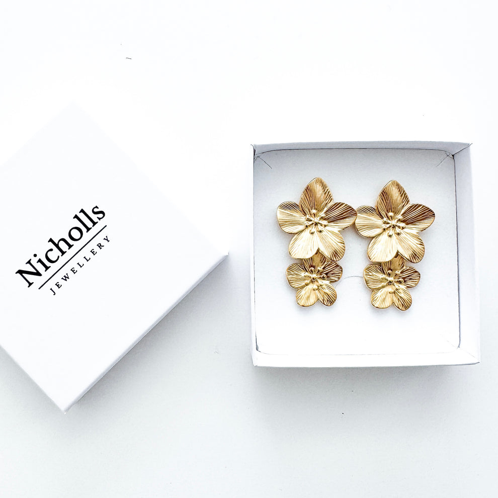 Rosie Gold Flower Earrings