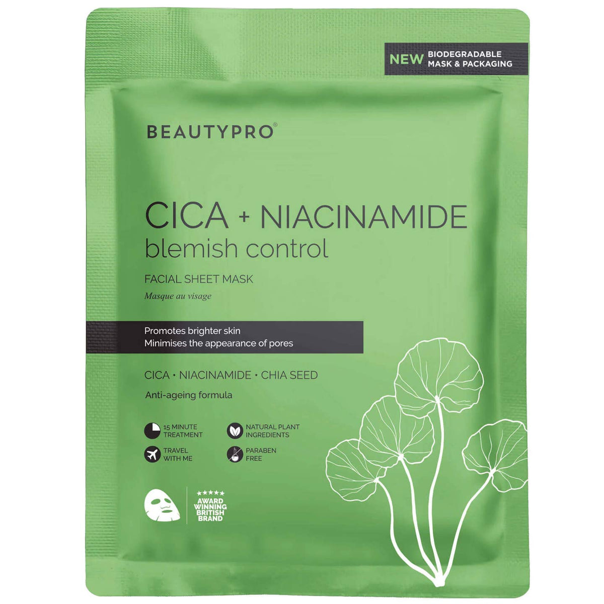 BEAUTYPRO Cica + Niacinamide Facial Sheet Mask