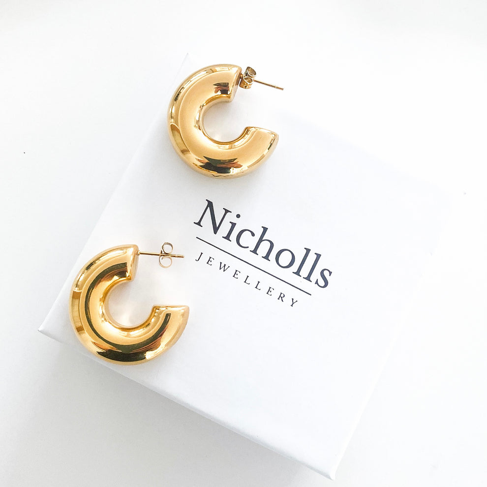 Chunky Gold Open Back Hoops