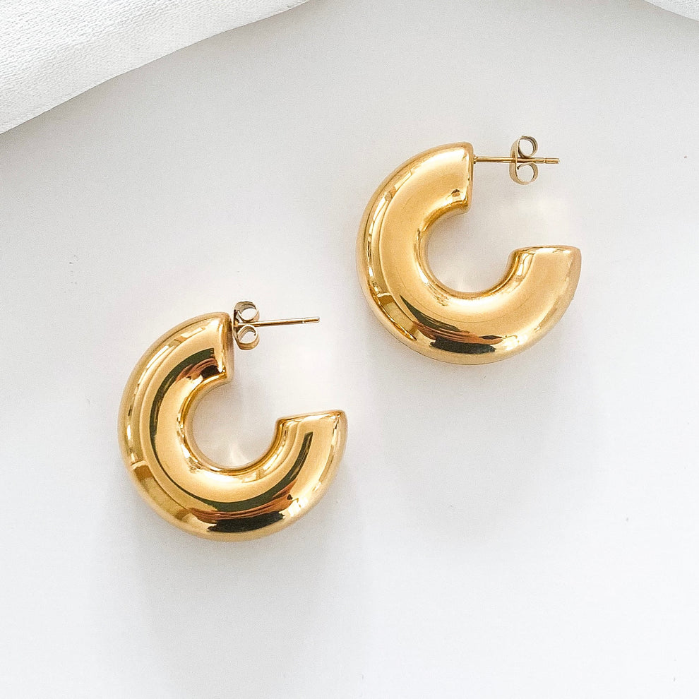 Chunky Gold Open Back Hoops
