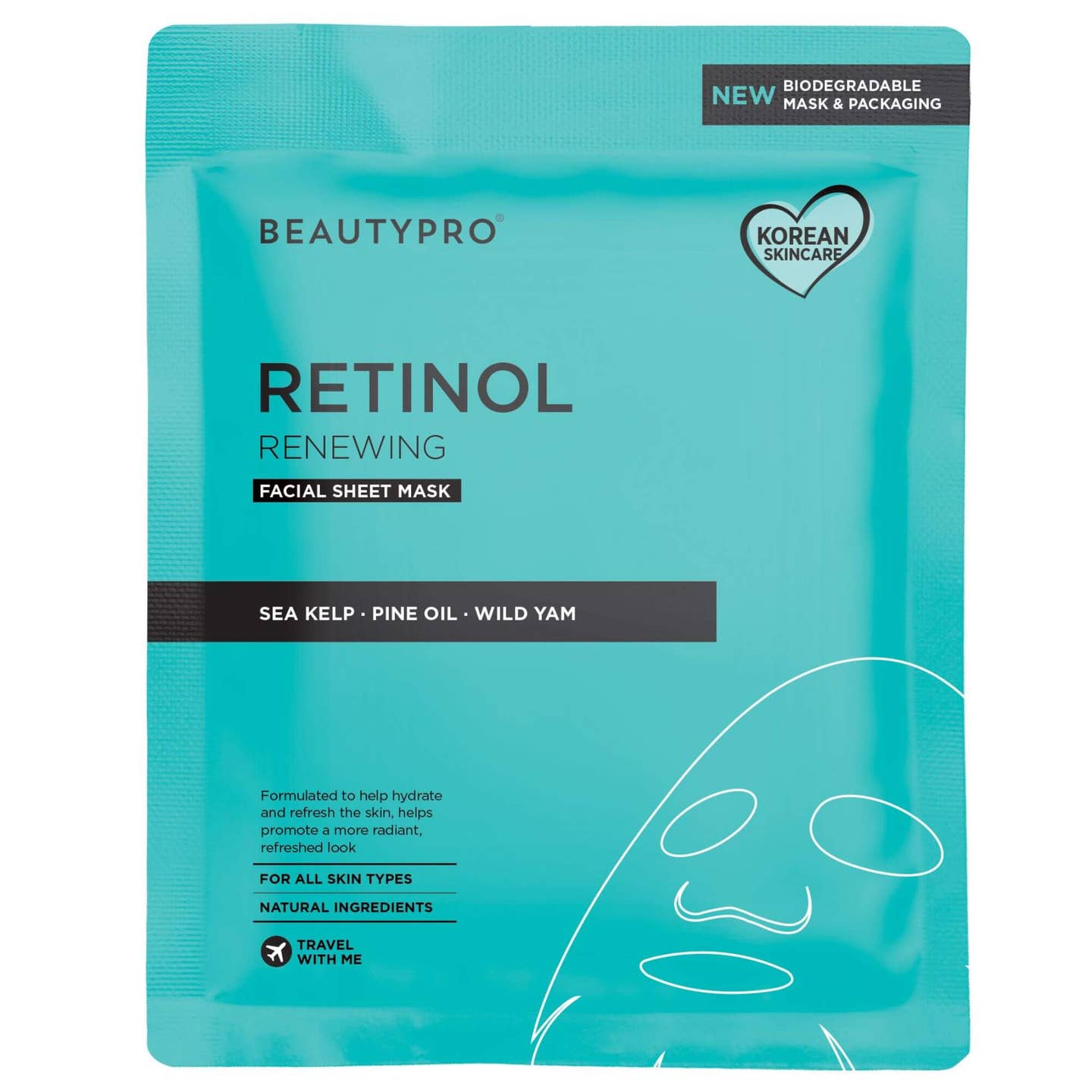 BEAUTYPRO Retinol Renewing Facial Sheet Mask - 100% Biodegradable