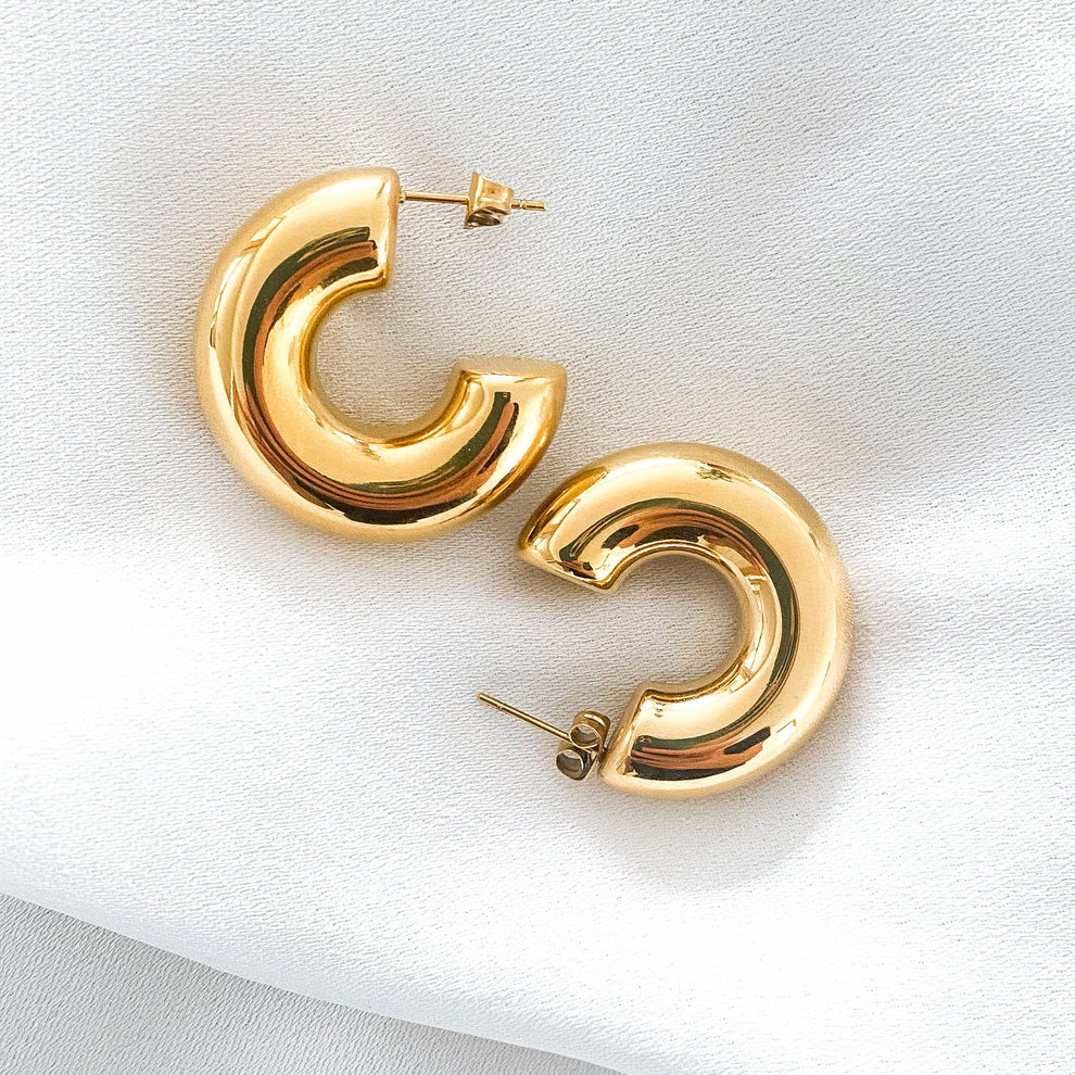 Chunky Gold Open Back Hoops