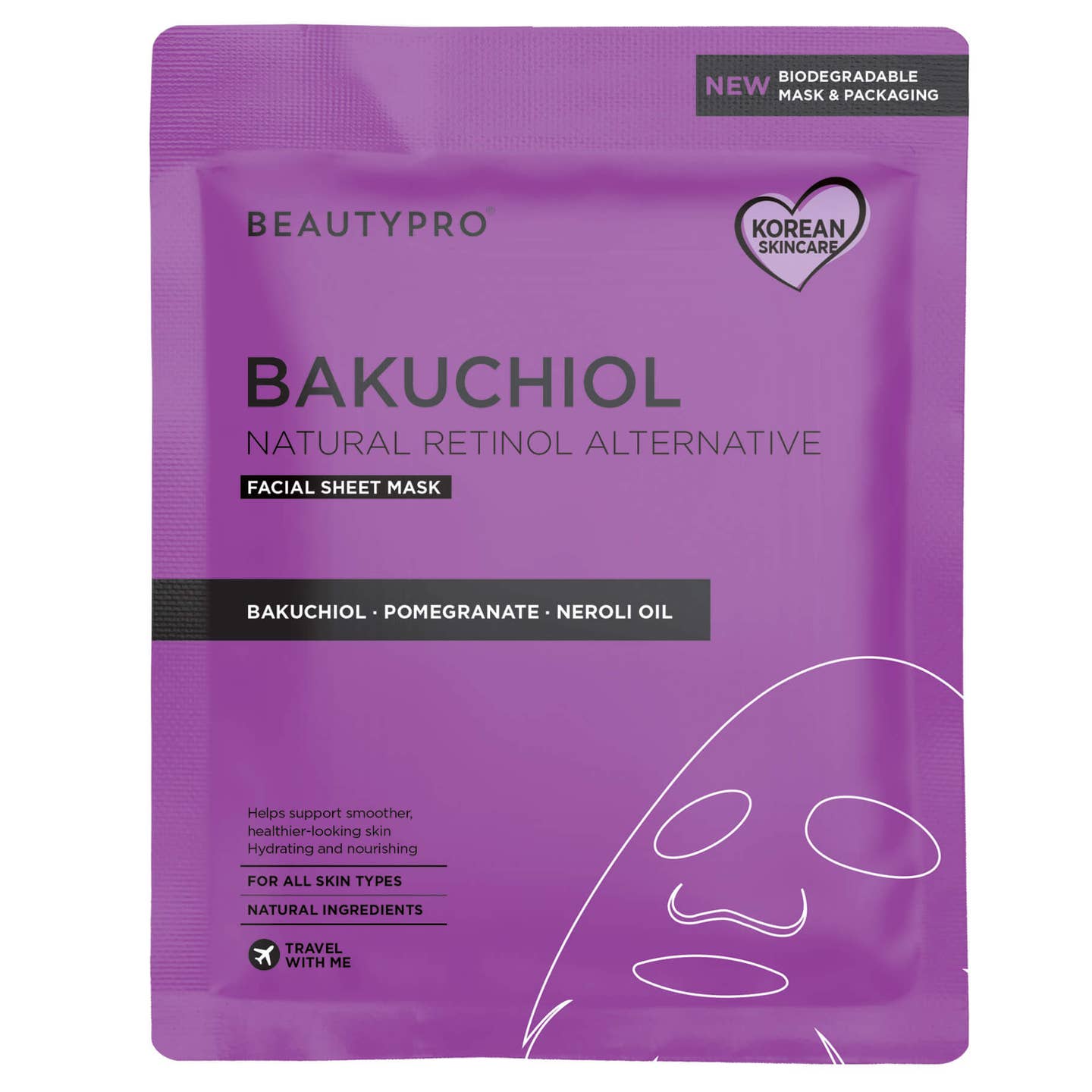 BEAUTYPRO Bakuchiol Face Mask - 100% Biodegradable