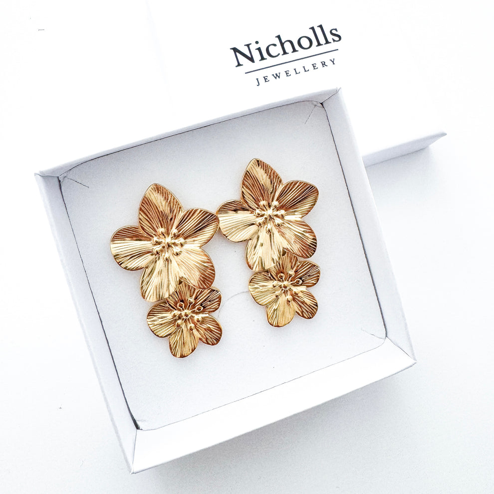 Rosie Gold Flower Earrings