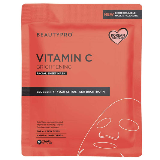BEAUTYPRO Vitamin-C Brightening Sheet Mask - 100% Biodegradable