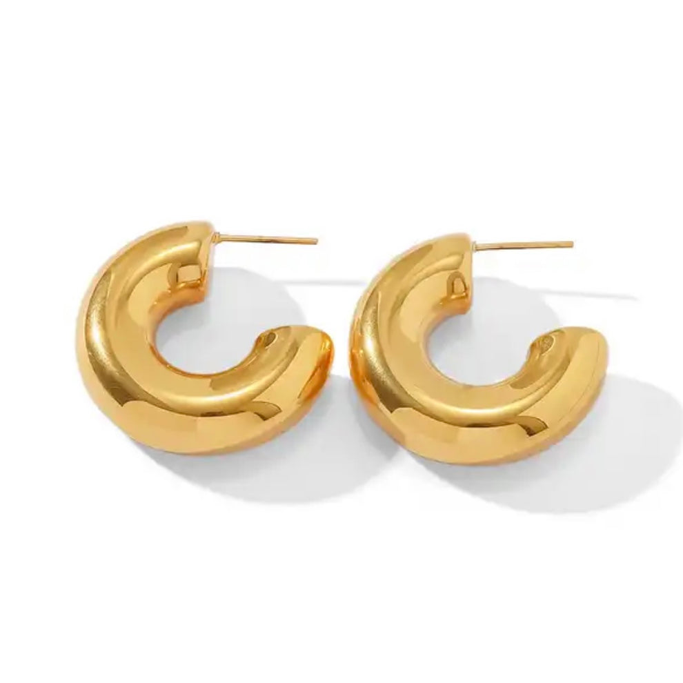 Chunky Gold Open Back Hoops