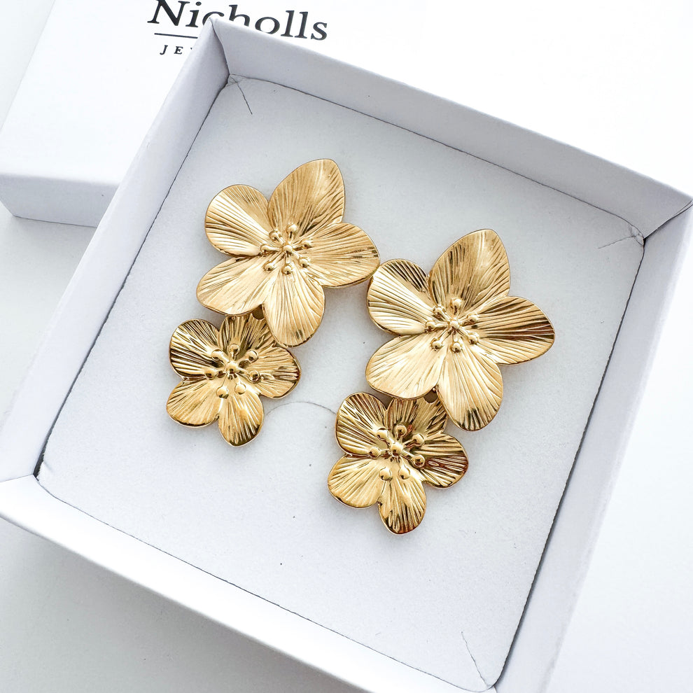 Rosie Gold Flower Earrings
