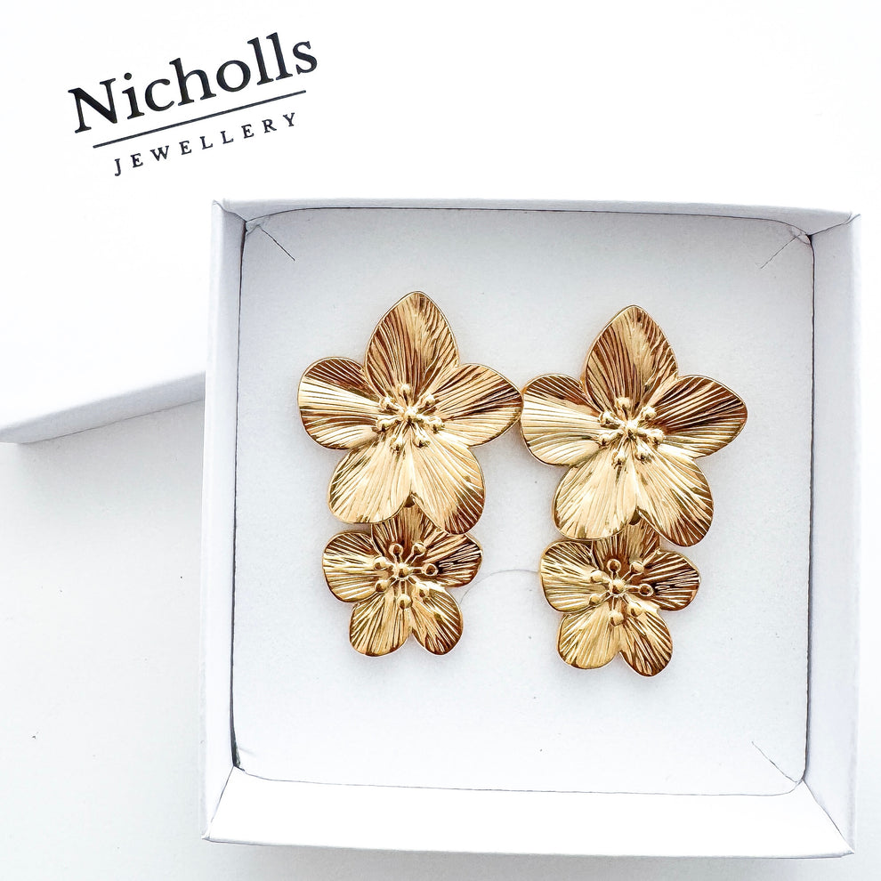Rosie Gold Flower Earrings